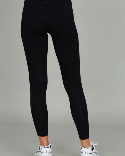 Gold Hinge Double Waist Leggings - Black