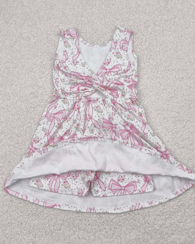 Girls Pink Bows Athletic Dress