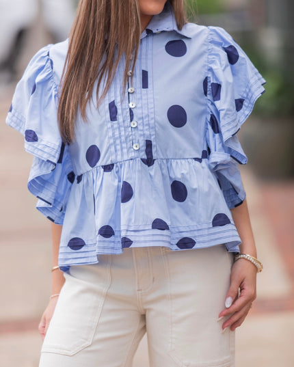 The Kaiden Blouse - Blue/Navy