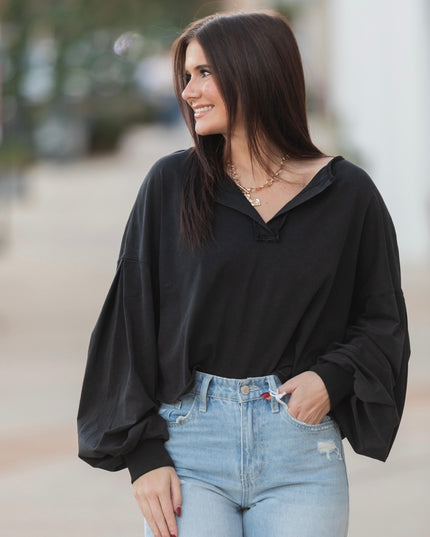 Mineral Washed Long Sleeve - Black