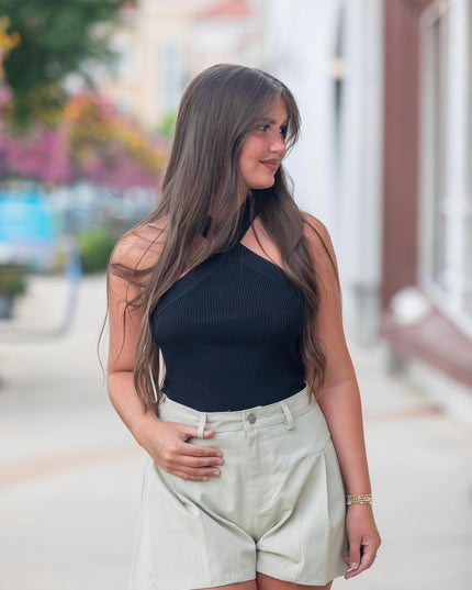 Pleated Flare Shorts- Olive