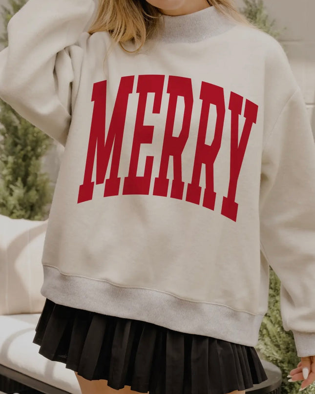 Merry Mock Neck Sweatshirt - Gray