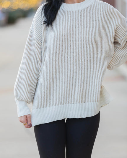 The Cozy Classic Sweater - White/Beige
