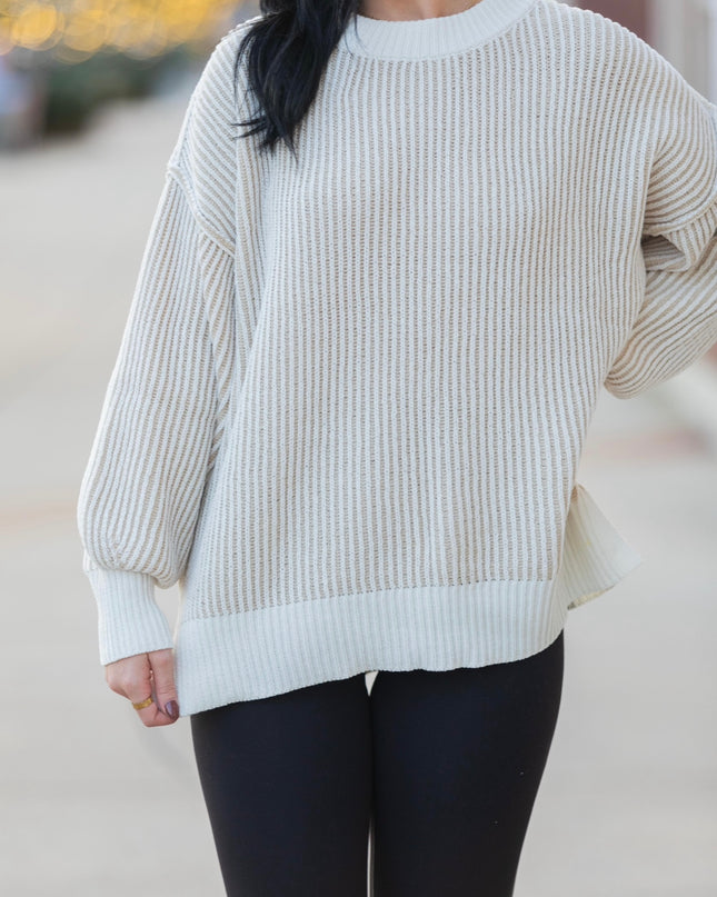 The Cozy Classic Sweater - White/Beige