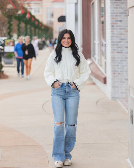 Midnight Detail Sweater - Off White/Black