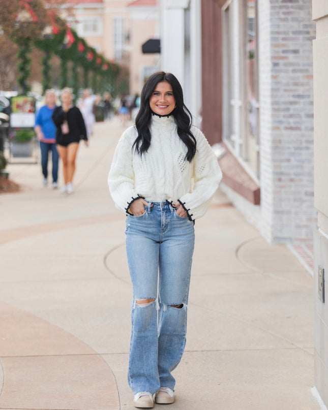 Midnight Detail Sweater - Off White/Black