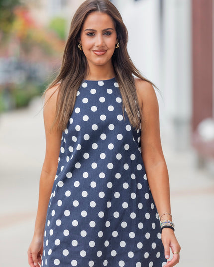 Navy Polka Dot Dress