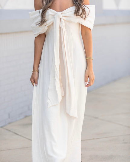 Off Shoulder Bow Maxi Dress