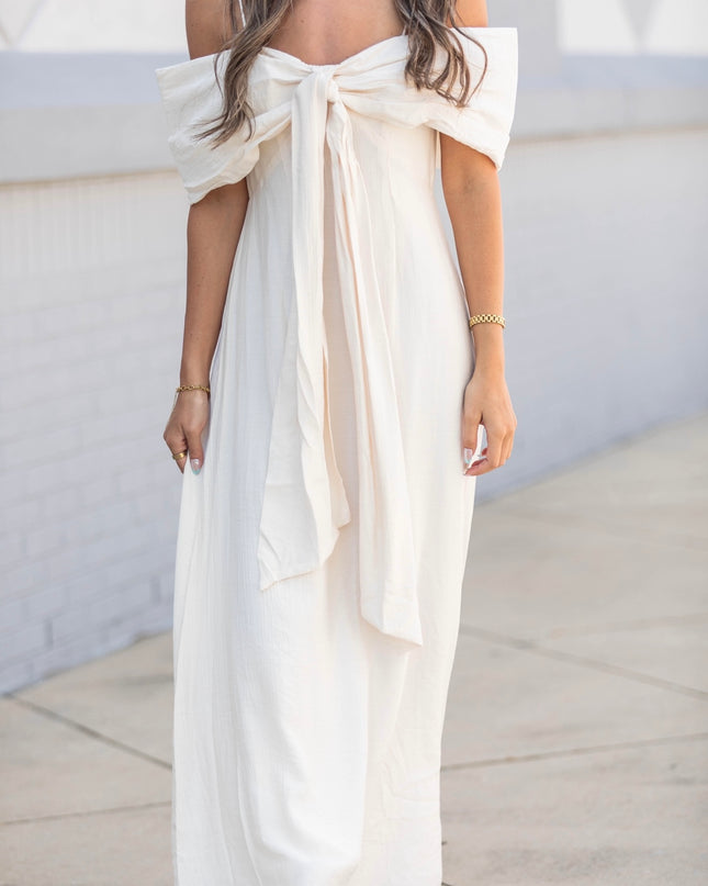 Off Shoulder Bow Maxi Dress