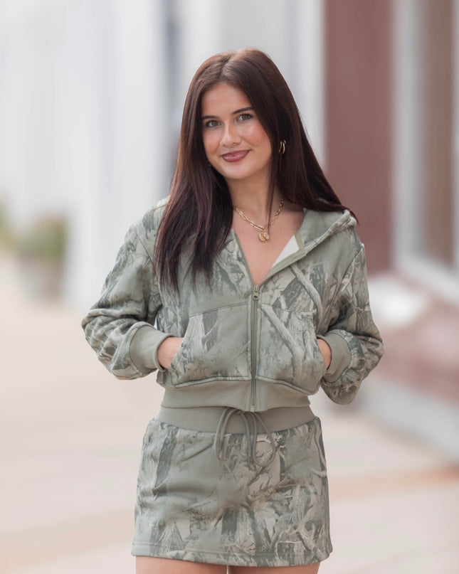 Camo Cropped Jacket - Sage Camo