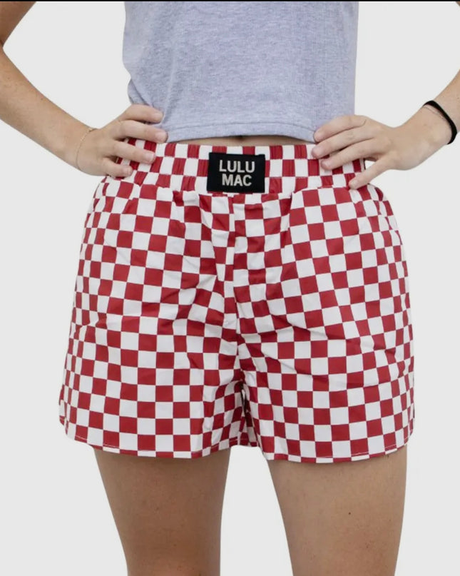 Lulu Mac -Crimson White Checker Shorts