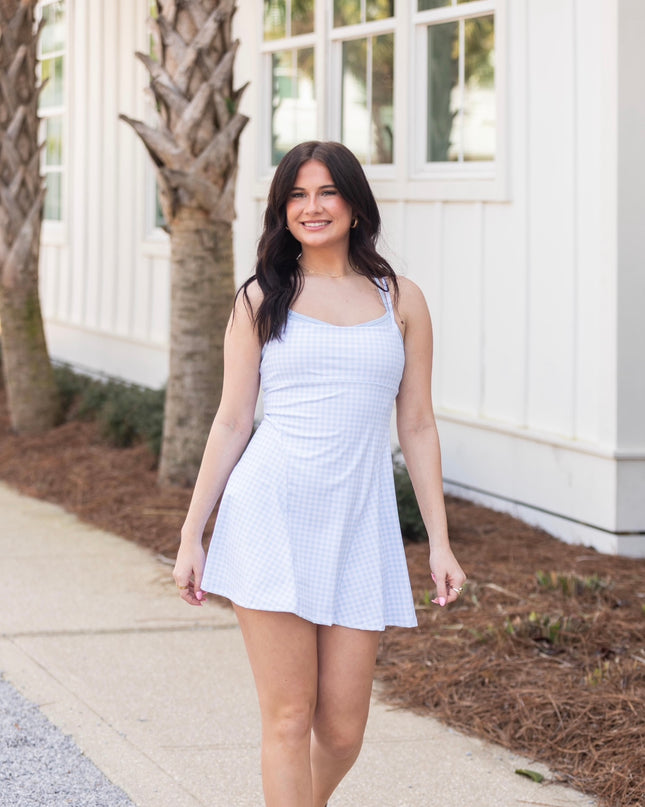 The Nikki Athletic Dress - Blue Gingham