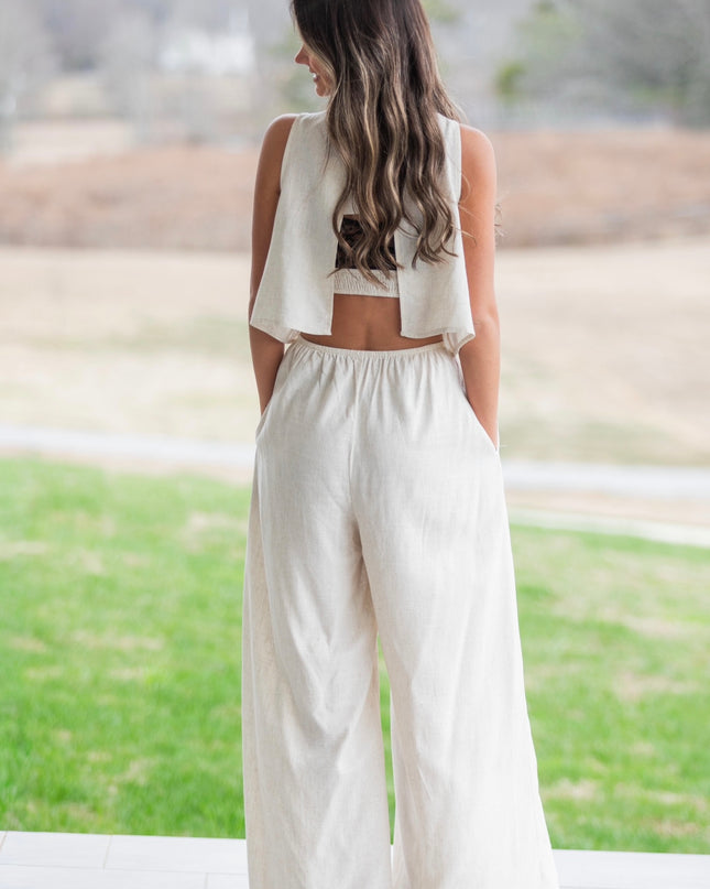Sleeveless Linen Jumpsuit - Natural