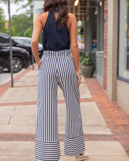 Striped Jumpsuit - Navy