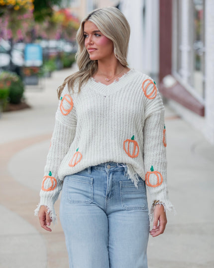 Pumpkin Picking Sweater - Ivory