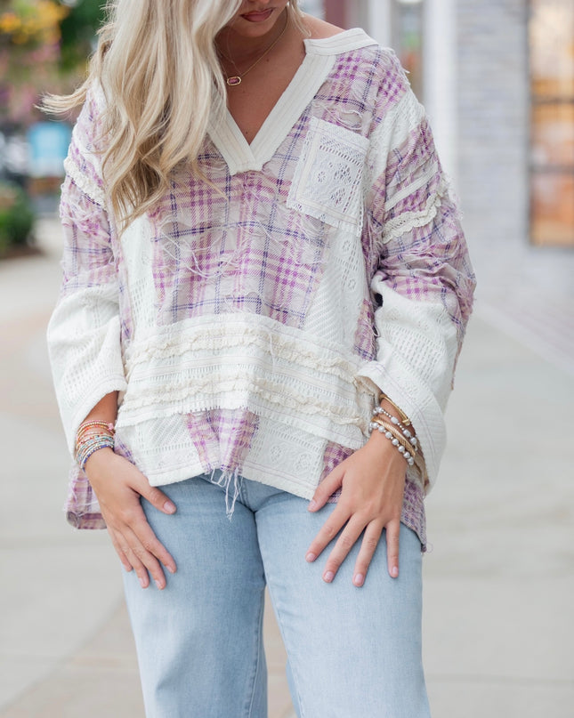 Soft Bloom Top - Lavender/Ivory