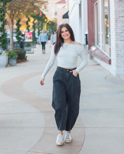 Black Barrel Jeans - Charcoal