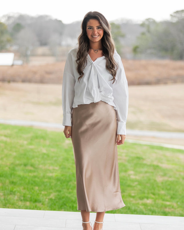 The Celeste Midi Skirt - Dark Taupe