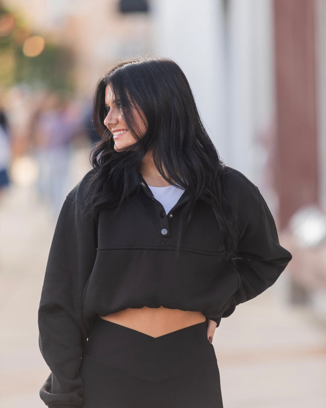 Coal Cozy Half Zip - Black