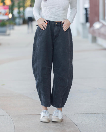 Black Barrel Jeans - Charcoal