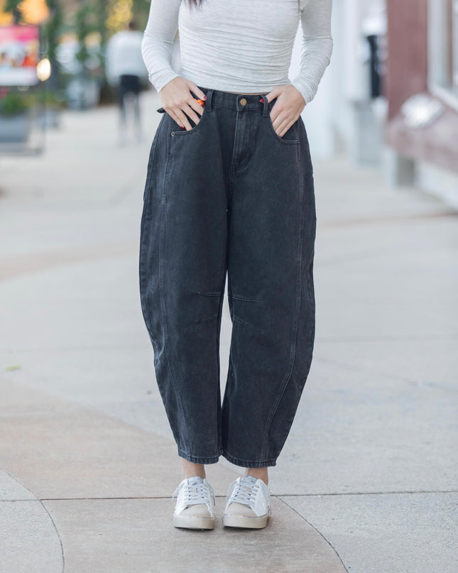 Black Barrel Jeans - Charcoal
