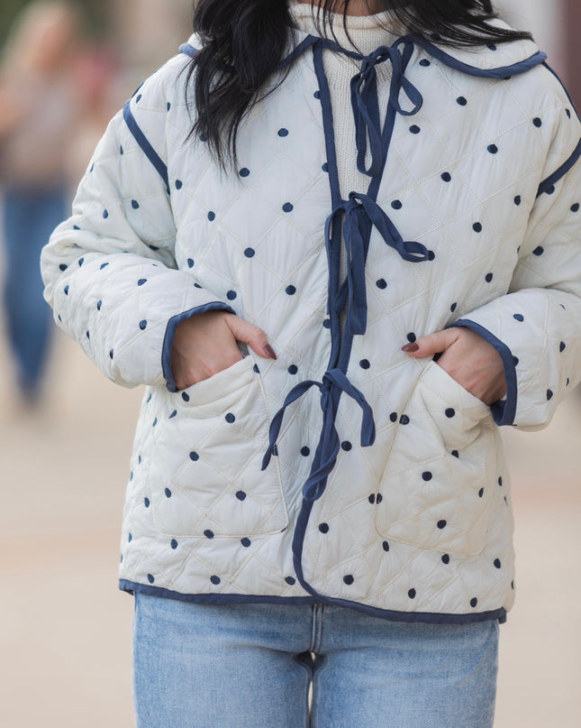 Polka Pop Jacket - Cream/Navy