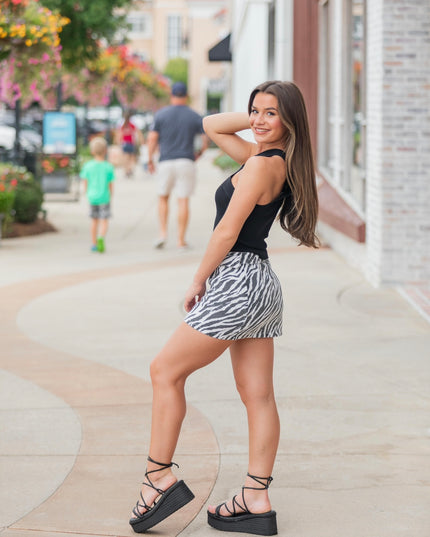 Animal Print Skirt - Black/White