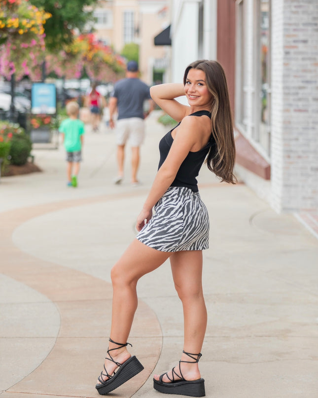 Animal Print Skirt - Black/White