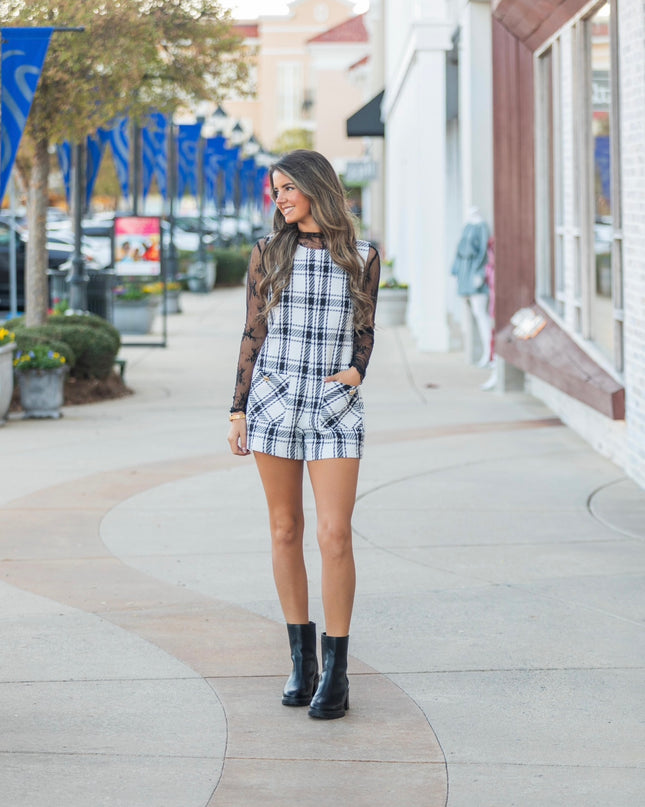 The Holiday Romper - White/Black