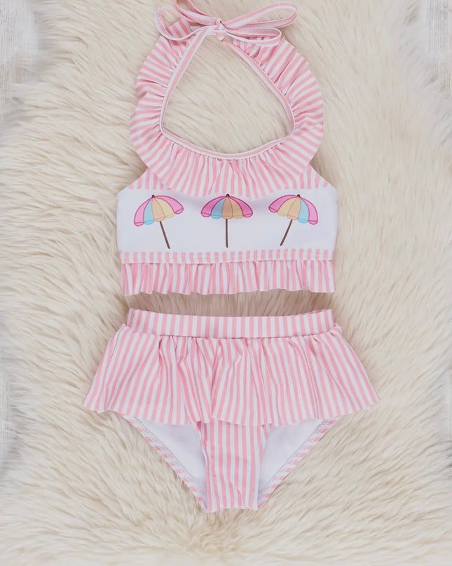 Striped Umbrella 2 Piece Swimsuit