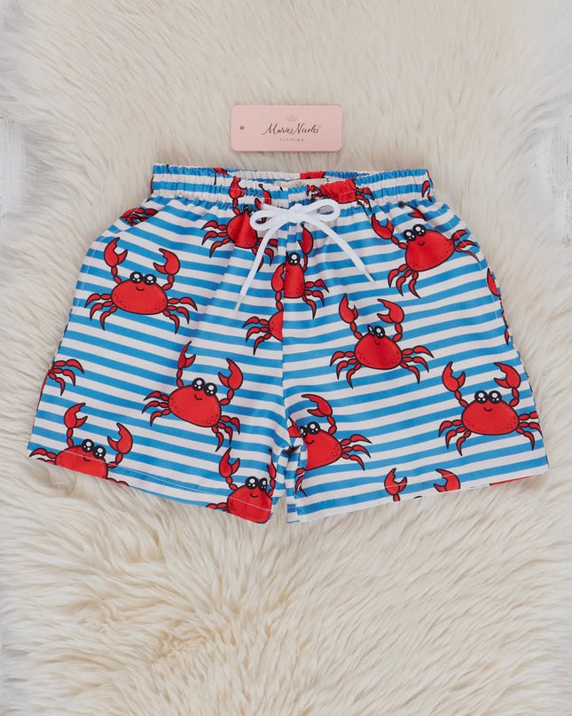 Crabby Striped Swim Trunks