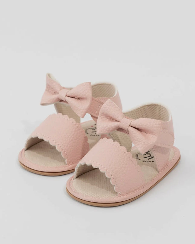 Scalloped Bows Baby Sandals - Pink