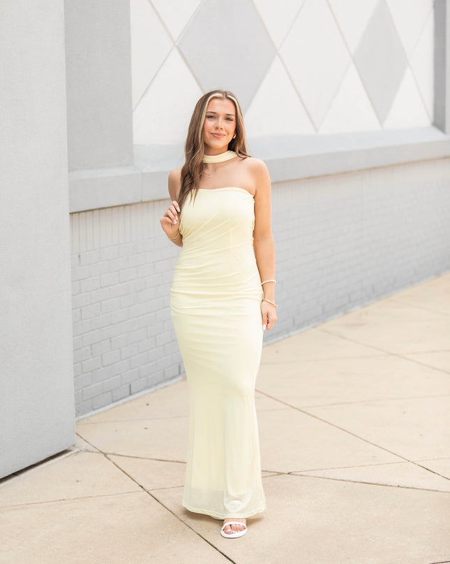 Statement Shine Strapless Midi Dress - Butter