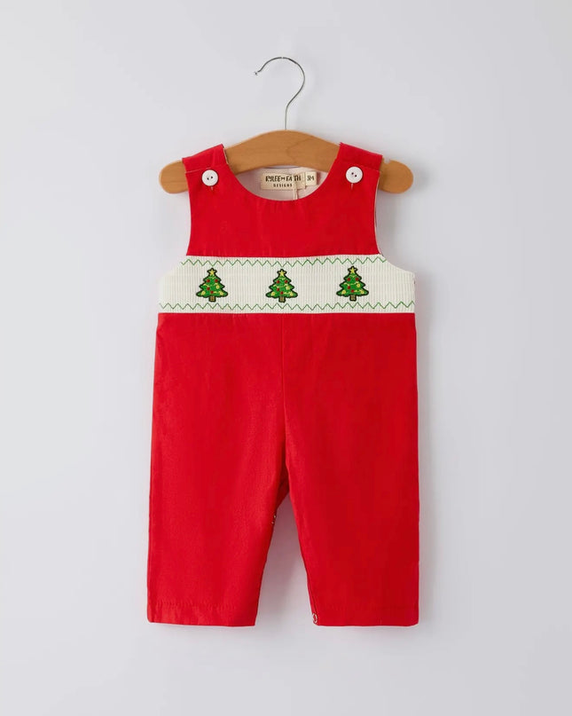 Boys Christmas Tree Romper - Red