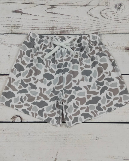 Boys Grey Camouflage Swim Shorts