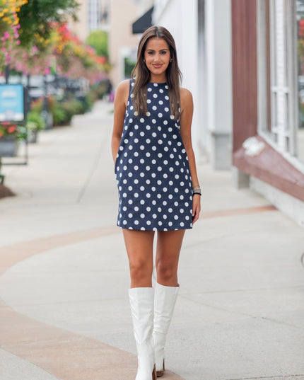 Navy Polka Dot Dress