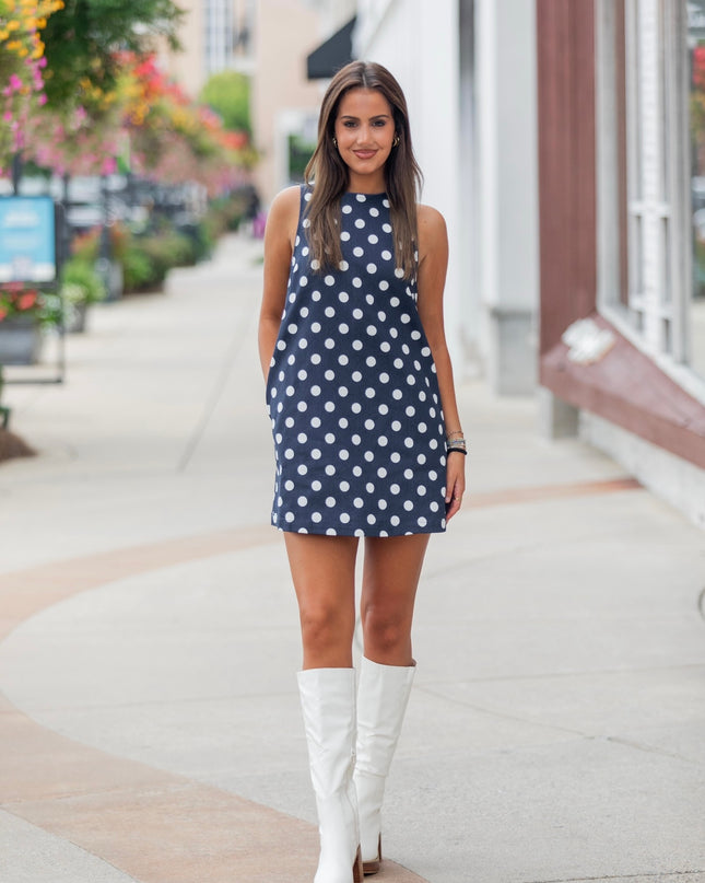 Navy Polka Dot Dress