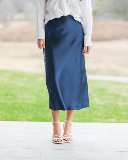 The Celeste Midi Skirt - Navy