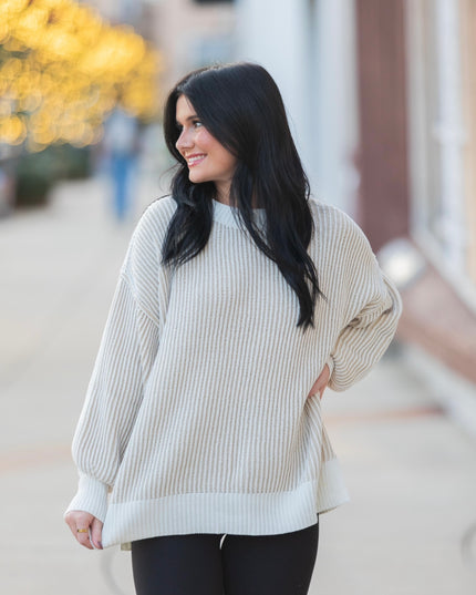 The Cozy Classic Sweater - White/Beige
