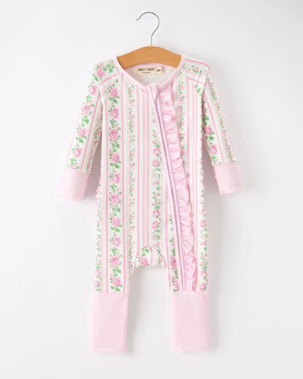 Floral Sleepwear Ruffle Jumpsuit - Pink