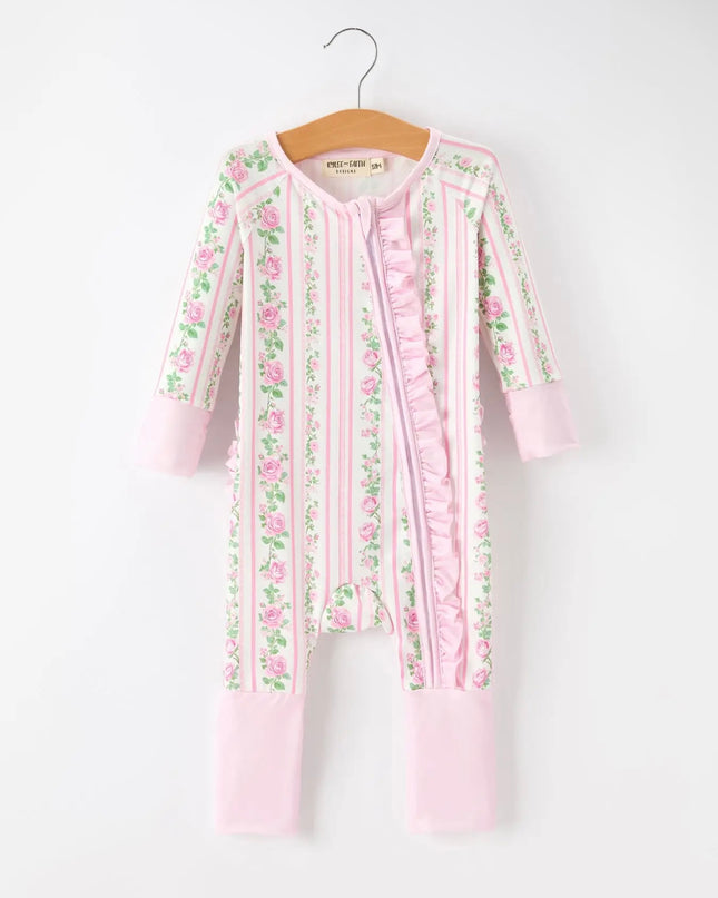 Floral Sleepwear Ruffle Jumpsuit - Pink