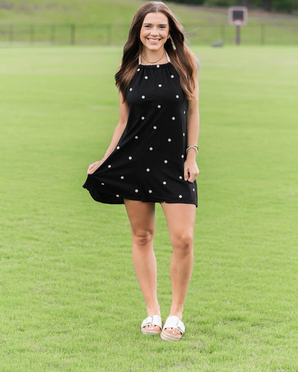 Polkadot Halter Romper - Black/Natural