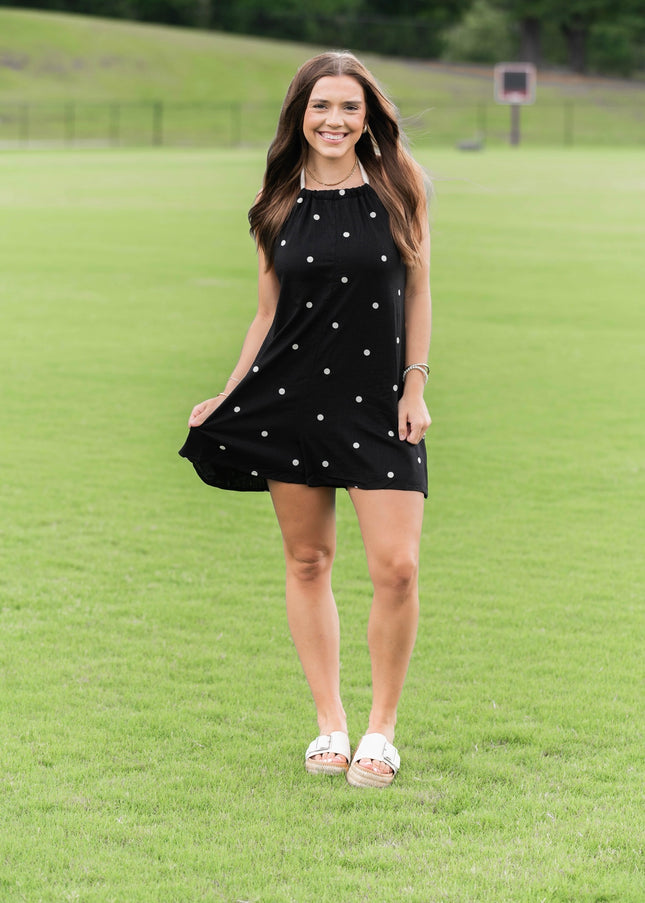 Polkadot Halter Romper - Black/Natural