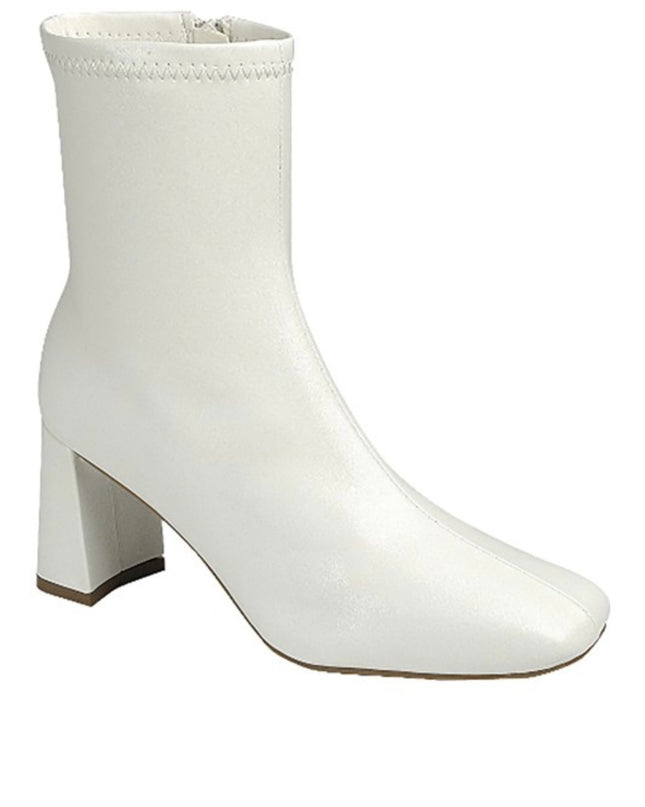 "Indeed" Ankle Block Bootie - White