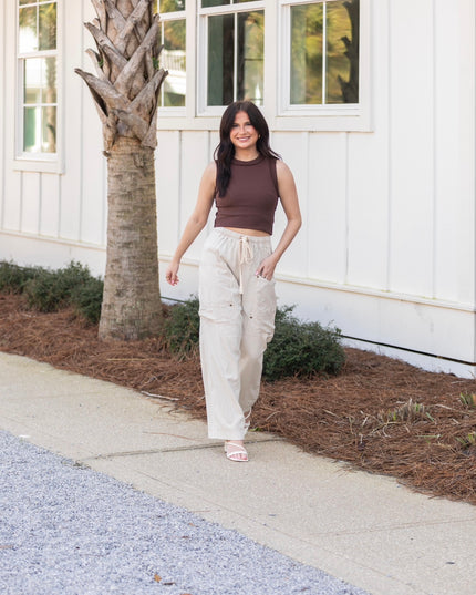 Side Pocket Wide Pants - Natural