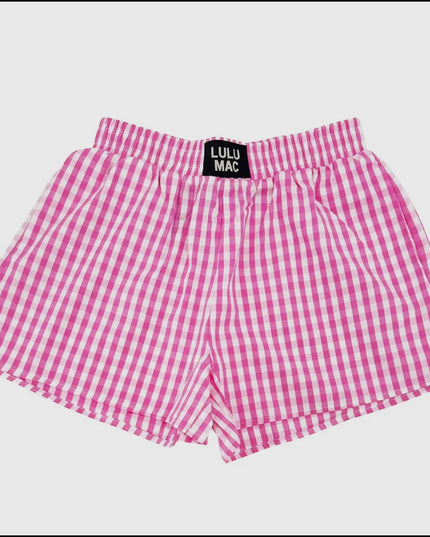 Lulu Mac Boxer Shorts - Pink Gingham