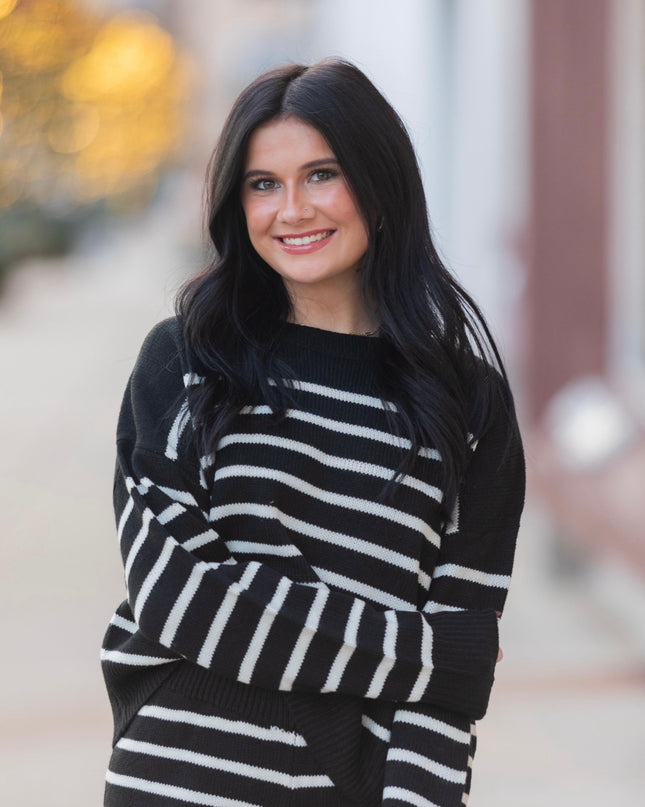 Striped Sweetheart Set - Black/Cream