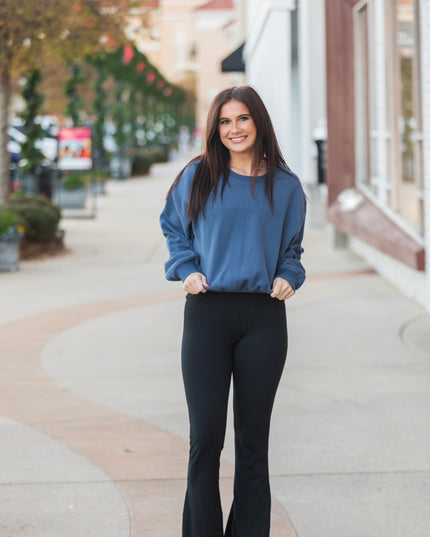 Elastic Hem Cropped Sweatshirt