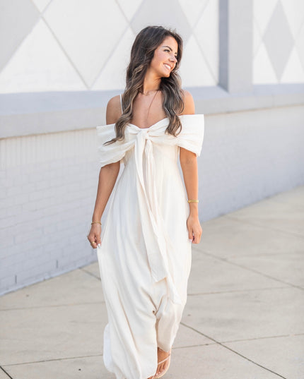 Off Shoulder Bow Maxi Dress