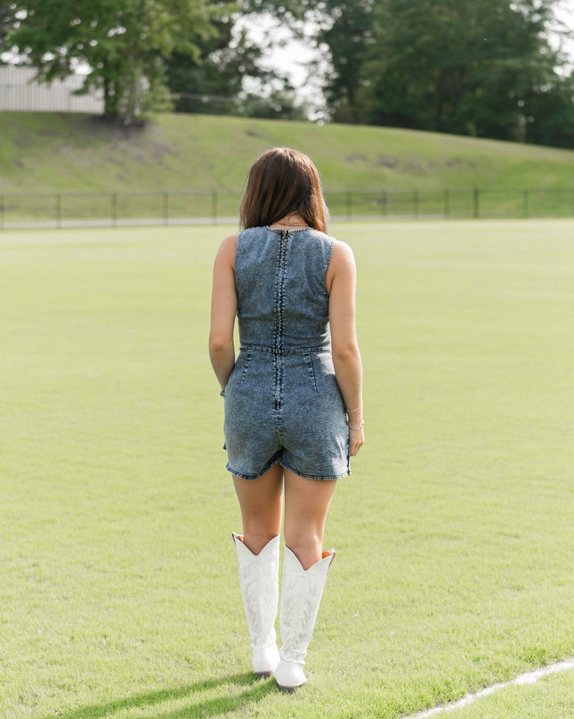 Wrap Denim Romper